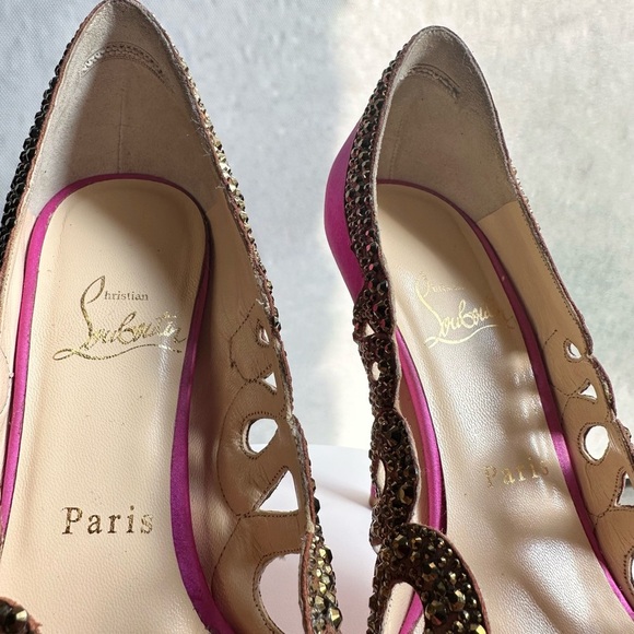 🌺CHRISTIAN LOUBOUTIN 👠 Beaute Strass Pink Pumps Size: 36.5 - Picture 11 of 15